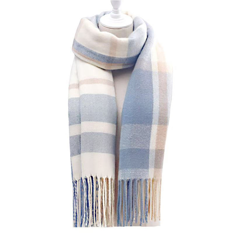Couple Winter Scarf - Thick Warm Polyester Tassel Shawl Wrap, 180x70cm Unisex Scarves For Women & Men, Christmas Thanksgiving Gift