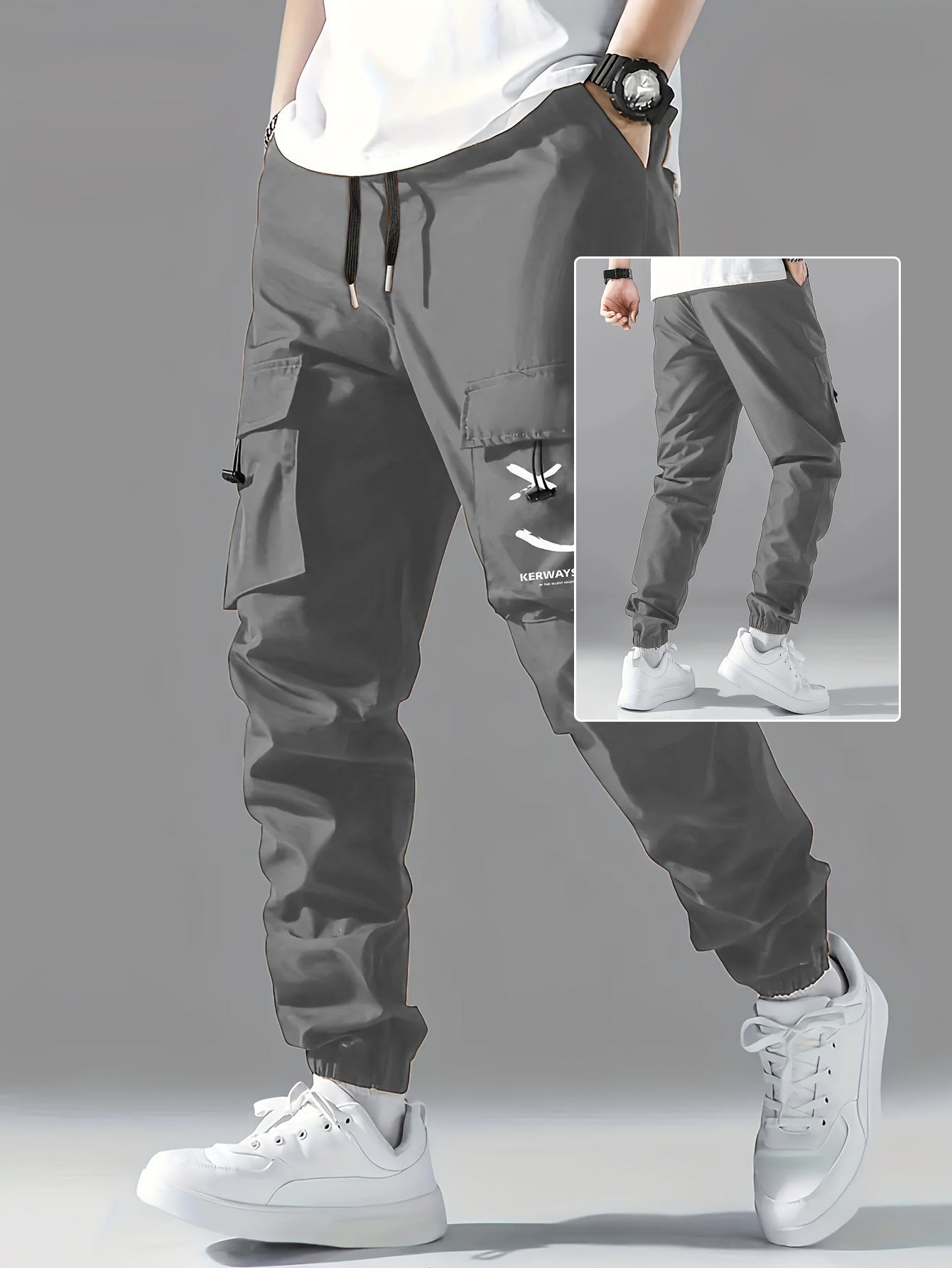 Straight Ankle Tied Wear-resistant Overalls Casual Pants