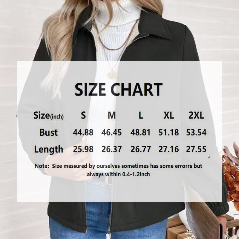Women's Solid Color Fleece Jacket, Lapel Collar Cuff Sleeve Zip-Up Coat With Pockets For Casual Winter Wear