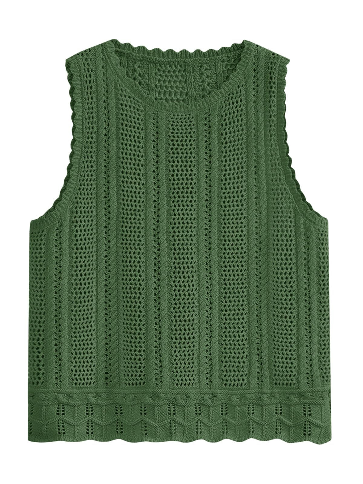 Fisoew Crochet Tops For Women 2026 Spring Summer Sleeveless Sweater Tank Fashion Beach Resort Wear Vacation Cover Ups Clothes