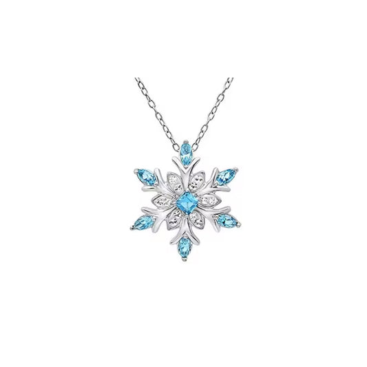 Silver Chain Snowflake Pendant Necklace Made With Austrian Crystals In Silver