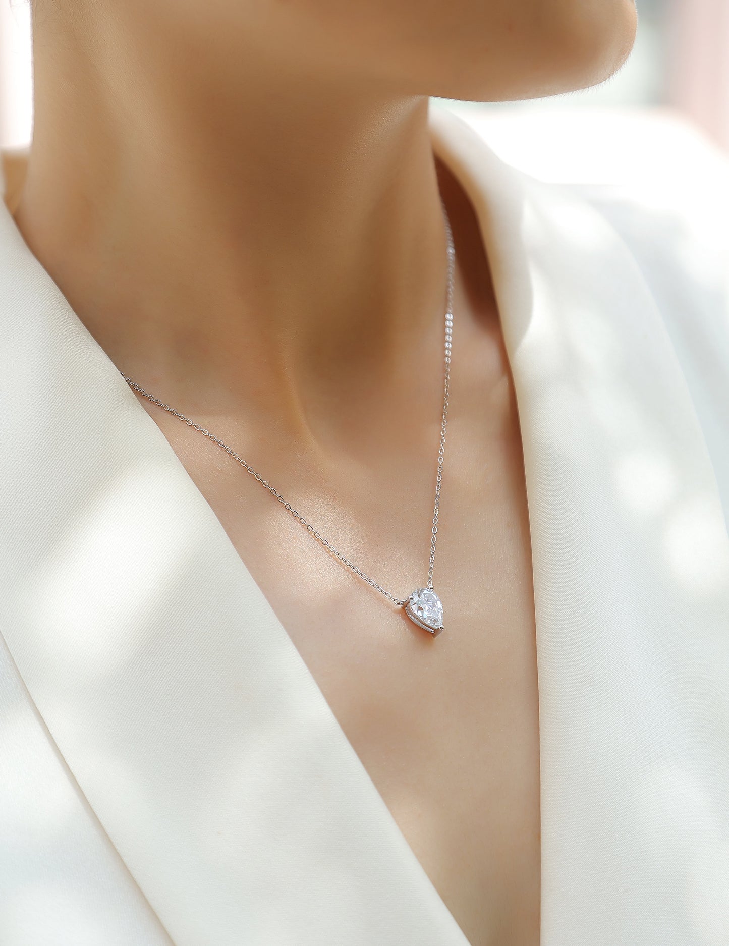 1Water Drop - Fashionable Jewelry Pendant Set With Moissanite S925 Sterling Silver And Platinum-plated Diamond, Moissanite Silver Jewelry Prohibit TikTok sales