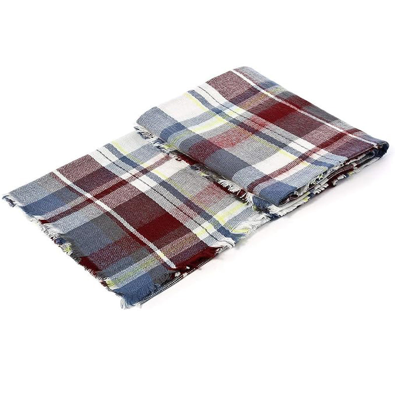 59 X 59in Brown Womens Scarf Plaid Tassel Soft Warm Blanket Scarves