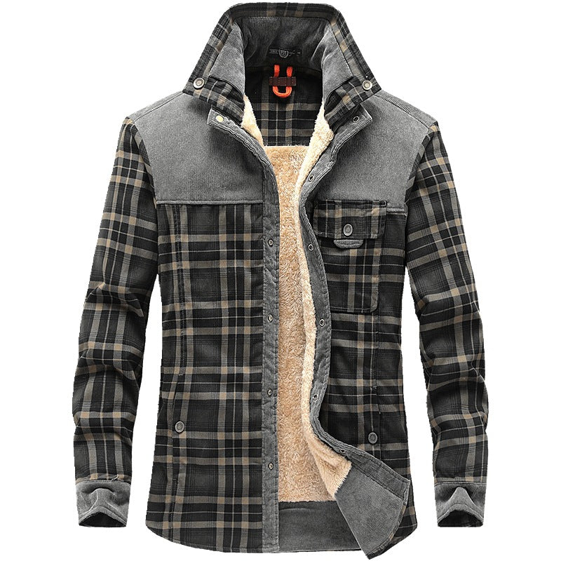 Winter Jacket Men Thicken Warm Fleece Jackets Coats Pure Cotton Plaid Jacket Military Clothes