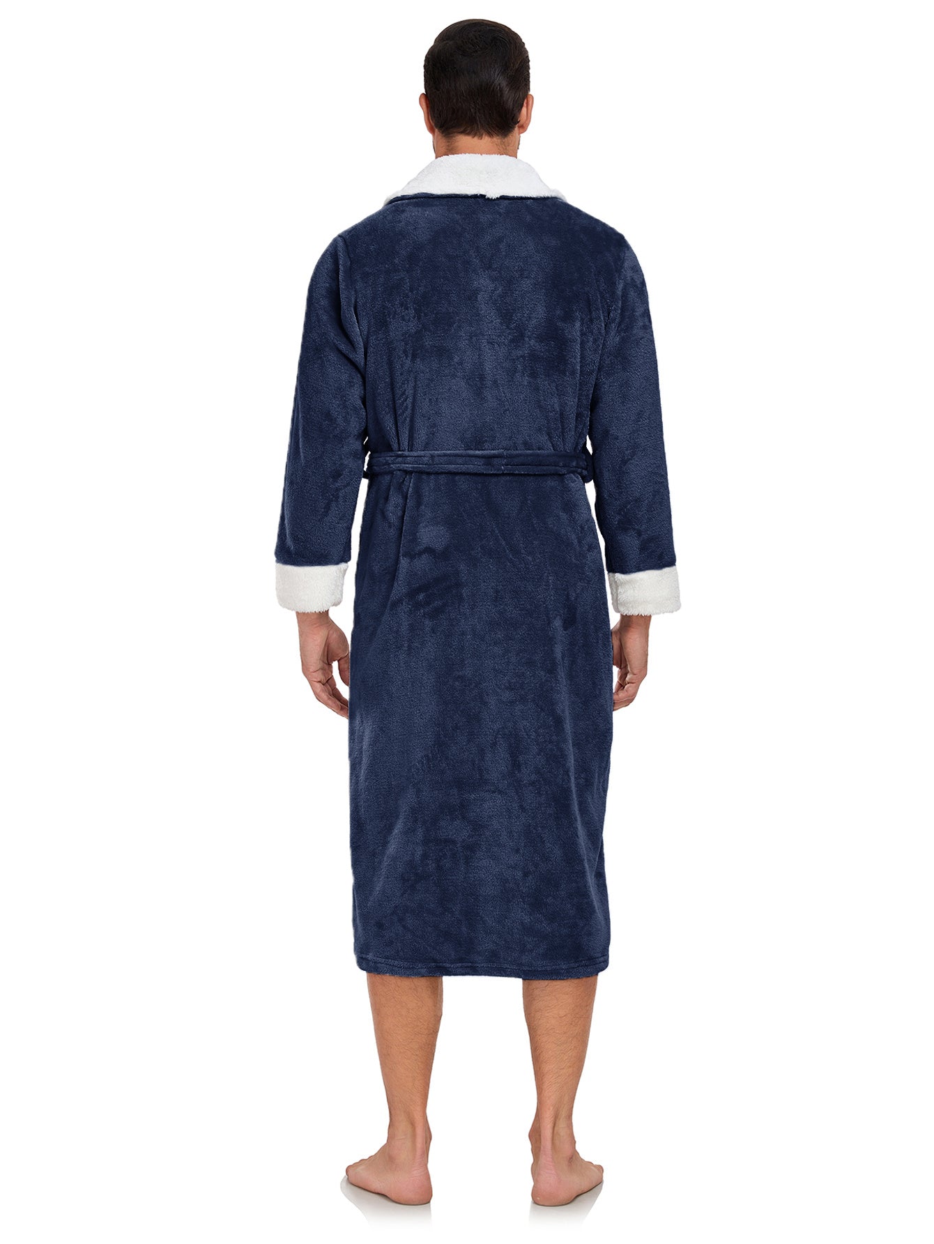RONGTAI Men's Plush Long Bathrobe, Soft And Warm, Full Length, Shawl Collar, Fleece