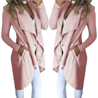 Slim long trench coat with solid lapel