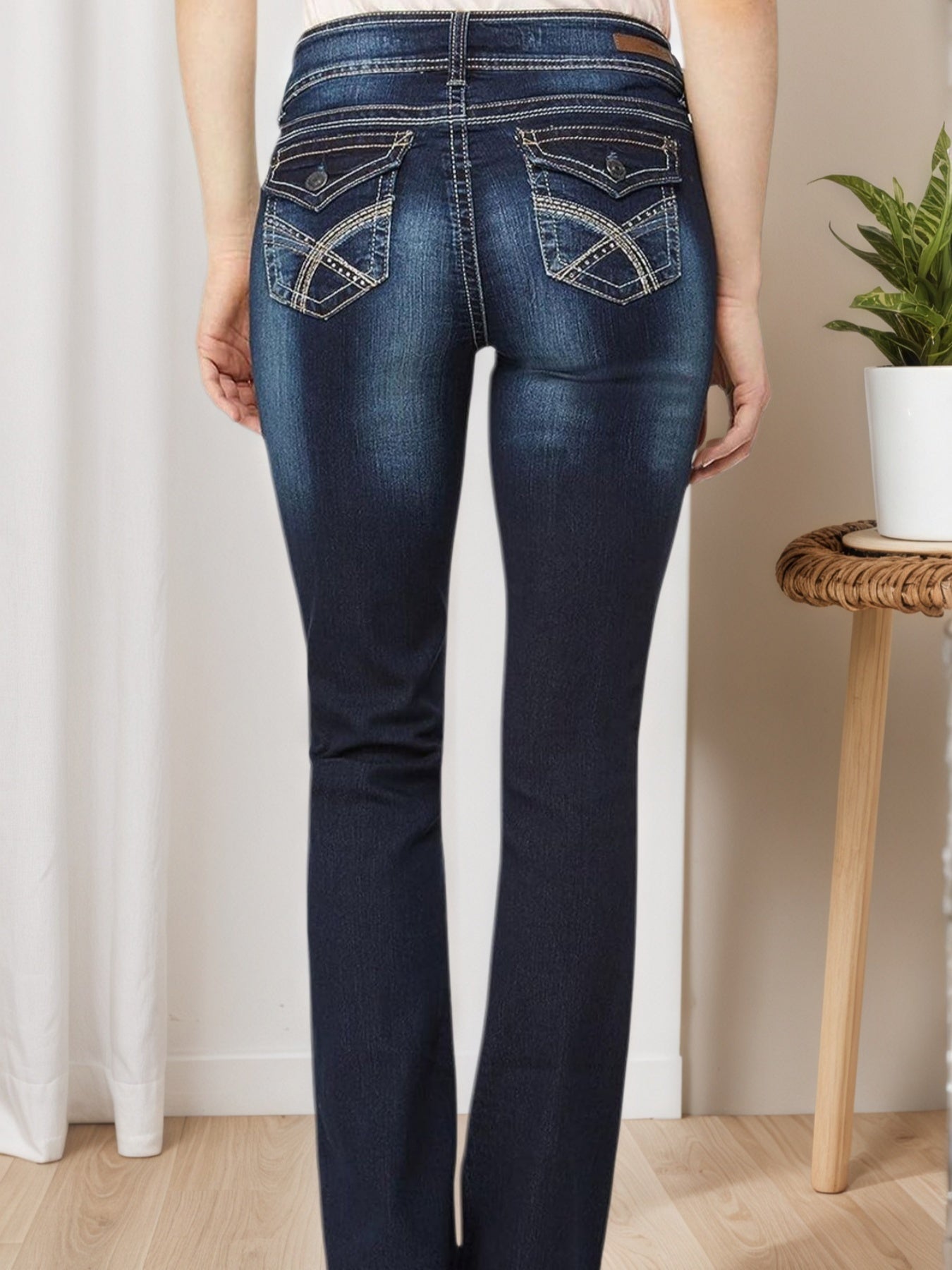 New Super Elastic Embroidered Pocket Jeans - Comfortable, Casual, And Fashionable, With Classic Button Closure Design - Retro Navy Blue, Perfect Choice For All Seasons