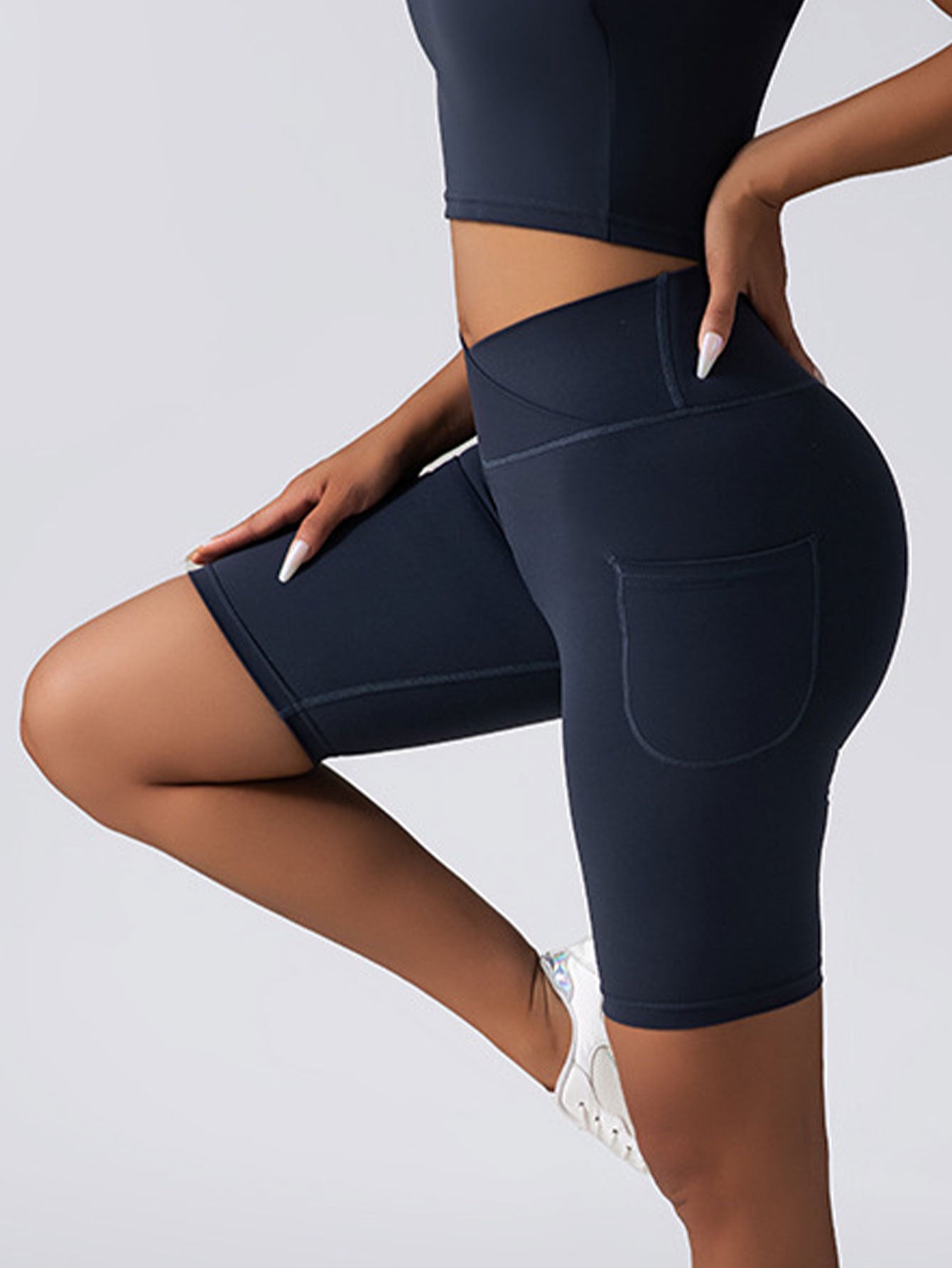 Biker Shorts Women Tummy Control  No Seam High Waist Yoga Gym Workout Running Volleyball Shorts With Pockets