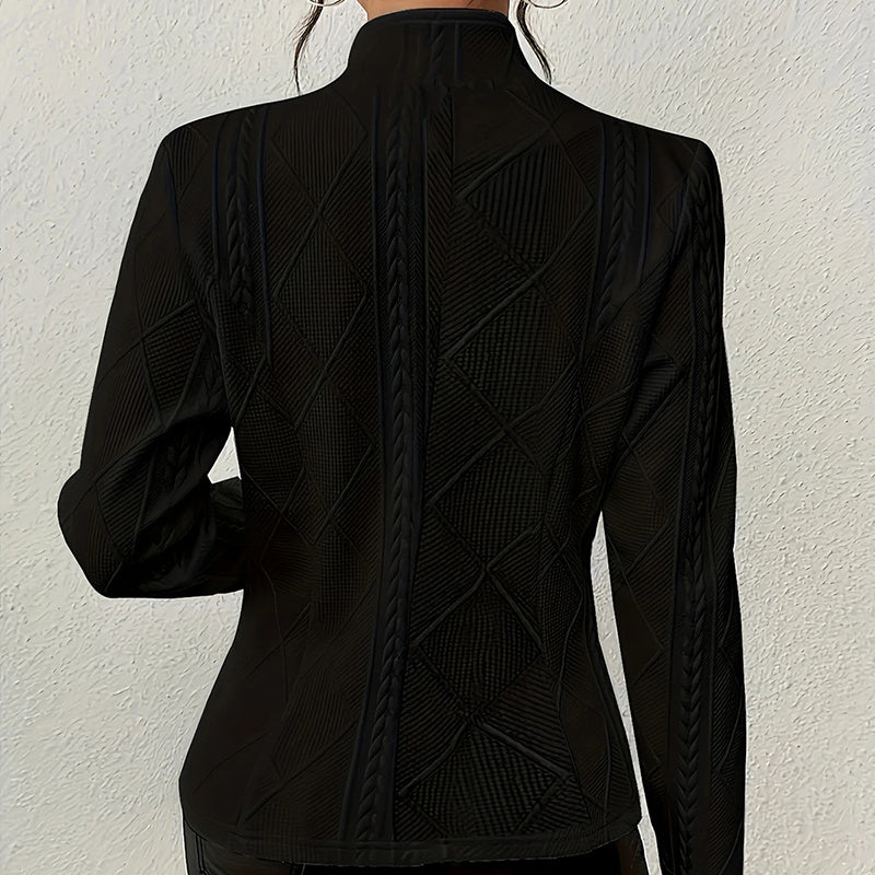 Women's Elegant Textured Open Front Business Casual Work Office Blazer Jacket Suit