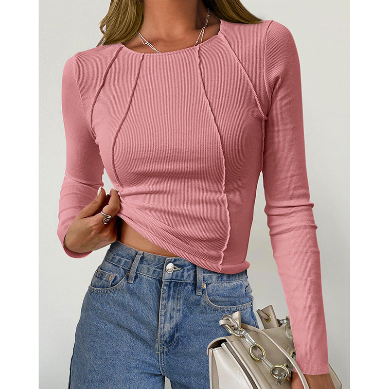 Women Long Sleeve T Shirts Crewneck Slim Fit Tops Going Out Fall Fashion Basic Tee