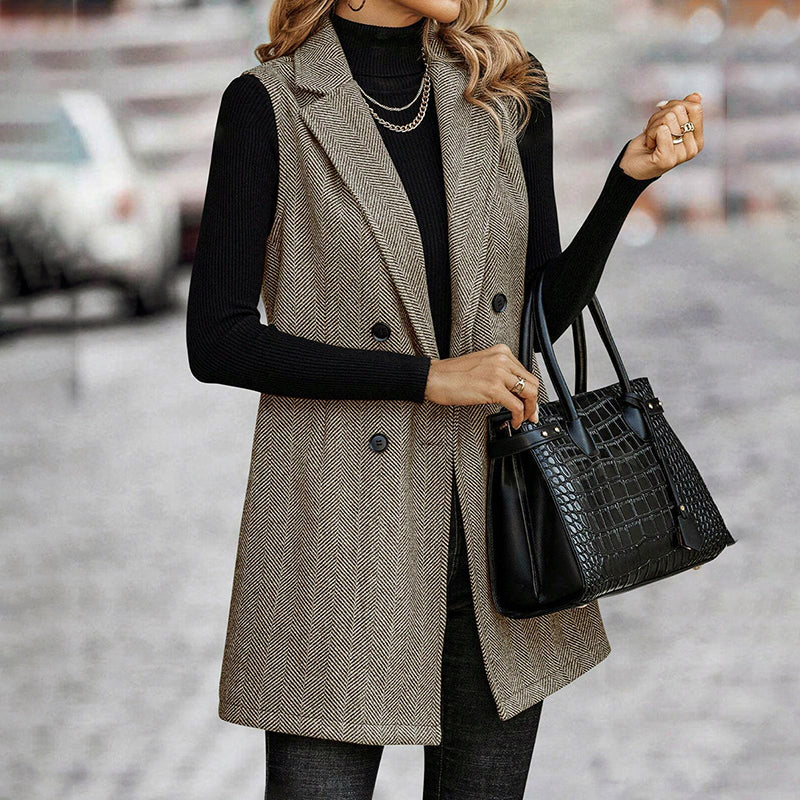 Women's Sleeveless Blazer Vest, Trendy Fall Winter Business Casual Cardigan