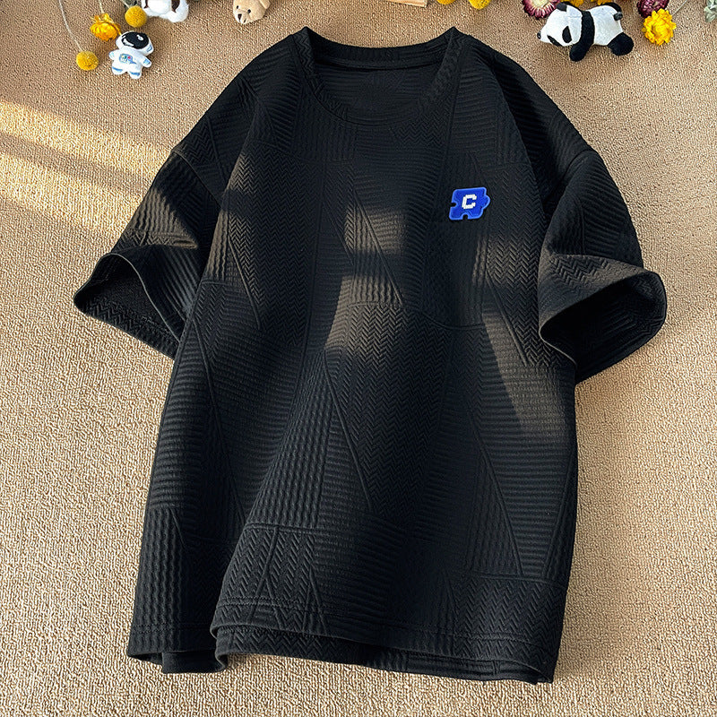Heavy Short-sleeved T-shirt Men Trendy Brands Design Sense Niche Men's T-shirt Plus Size
