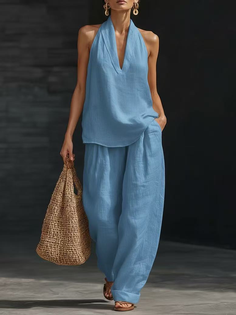 Casual Wide-Leg Pants Two-Piece Set Fashionable Trendy Style