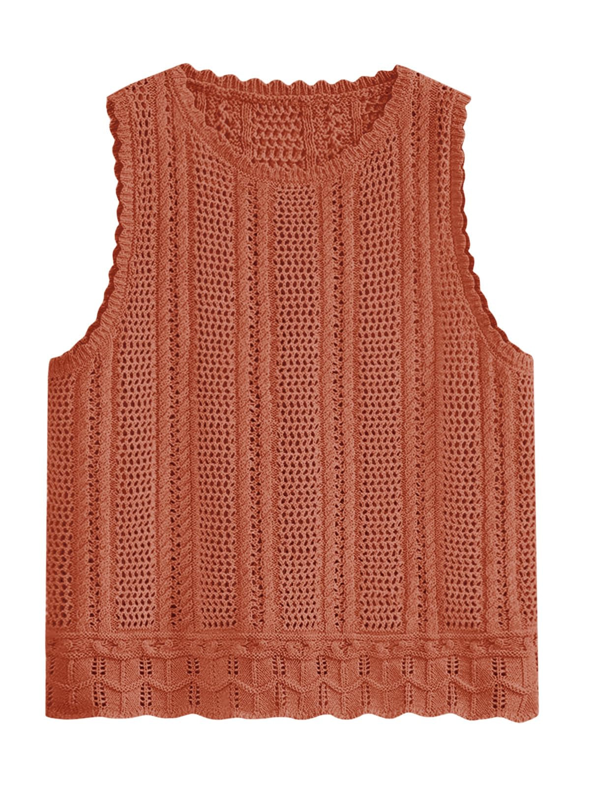 Fisoew Crochet Tops For Women 2026 Spring Summer Sleeveless Sweater Tank Fashion Beach Resort Wear Vacation Cover Ups Clothes