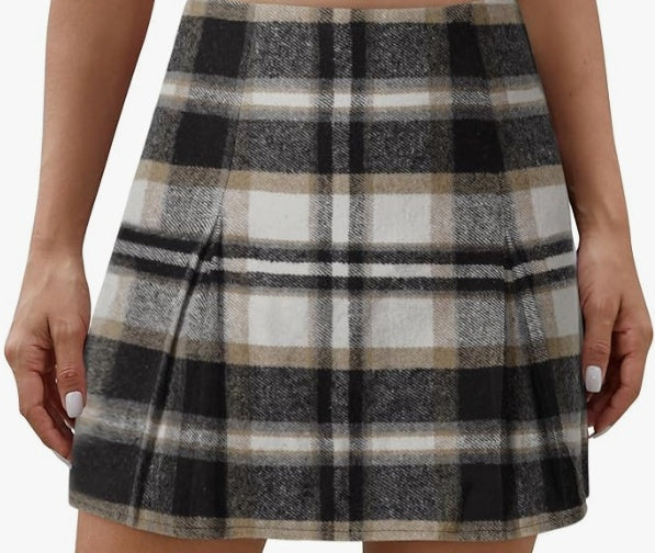 Plaid Pleated Skirt