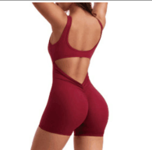 Women's Shoulder Strap Backless Slim Fit Hip Lifting Yoga Jumpsuit