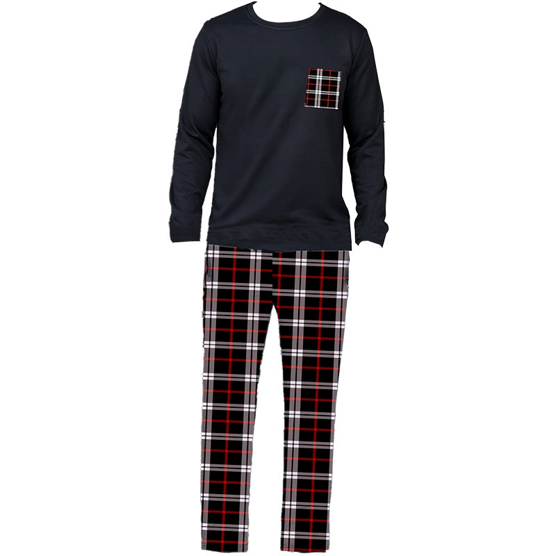 Ice Silk Long Sleeve Long Pants Men's Pajama Set