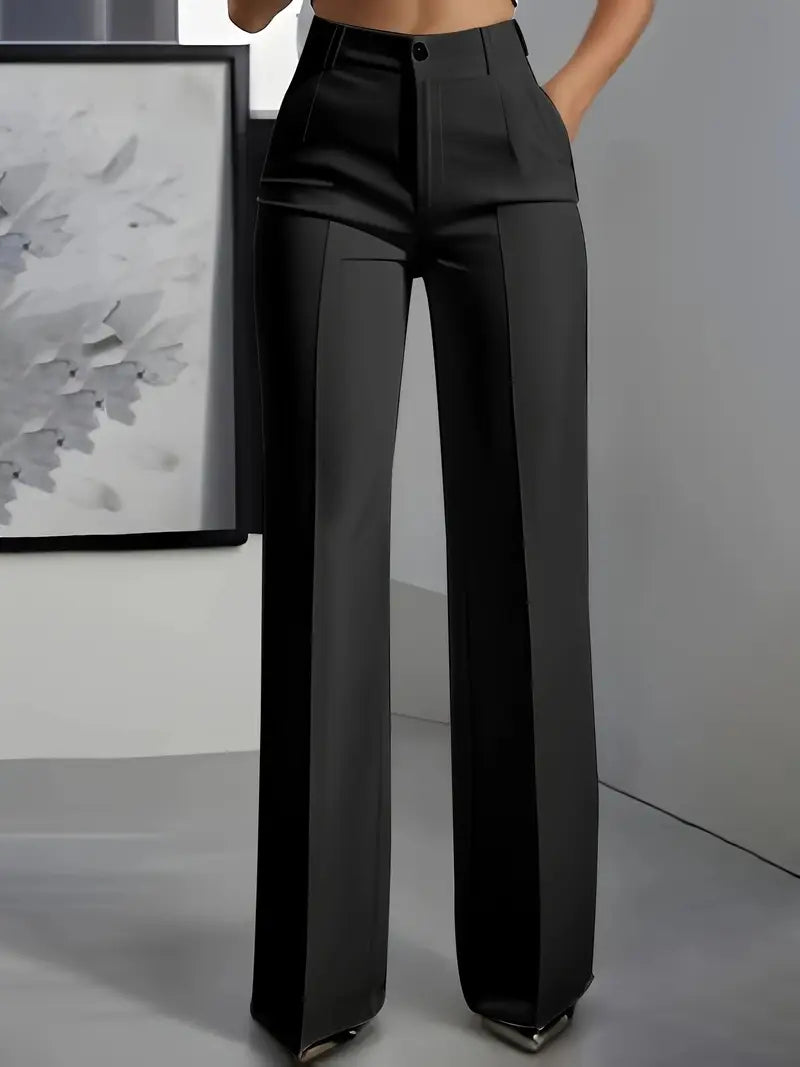 Women's White Minimalist Pants Made Of Polyester