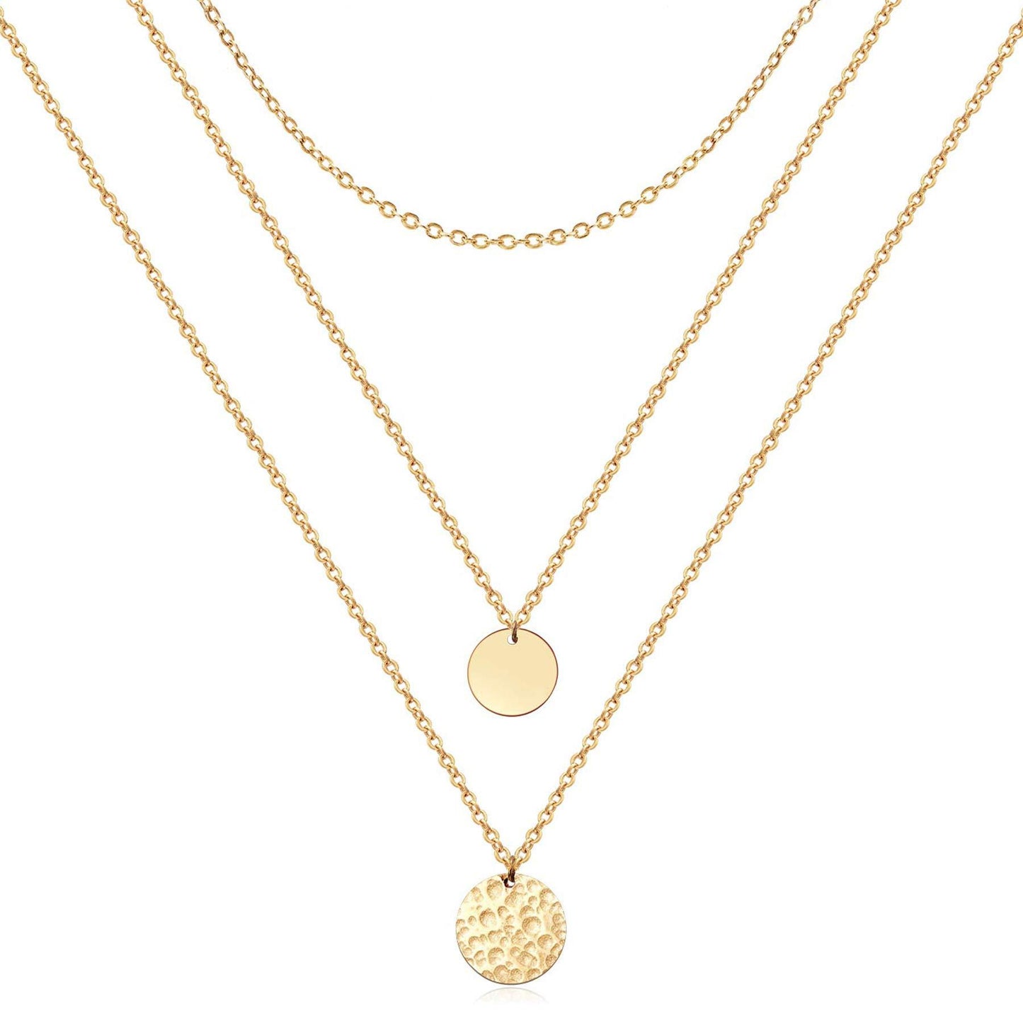 Gold Layered Choker Necklace 14K Gold Plated Bar Coin Charm Pendant Neckalce Delicate Multilayer Choker Necklaces For Women