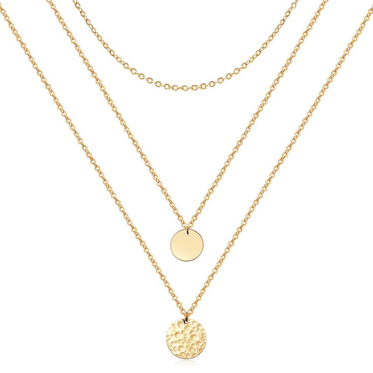 Gold Layered Choker Necklace 14K Gold Plated Bar Coin Charm Pendant Neckalce Delicate Multilayer Choker Necklaces For Women