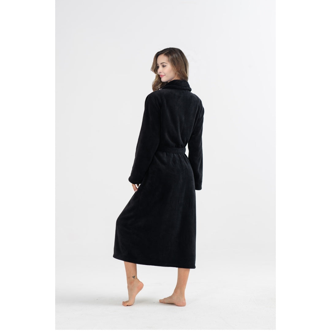 RONGTAI Womens Bathrobe Ladies Fleece Plush Warm Long Robes Fleece Nightgown Sleepwear