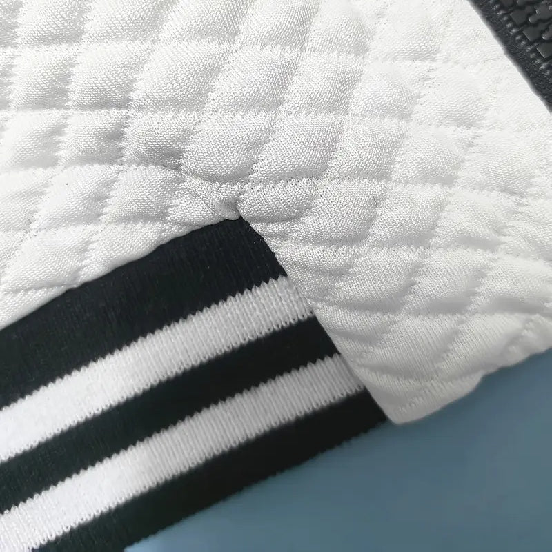 Women's Long Sleeve Contrast Trim Baseball Jacket - Casual Zip Up Sporty Top For Spring&Fall