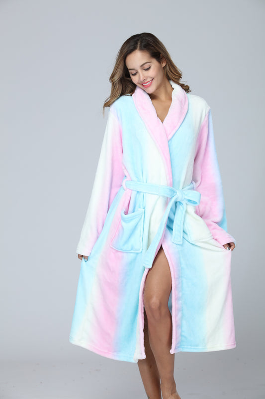 Women Robe Fleece Plush Soft, Fluffy Fuzzy Cozy Warm Lightweight Bathrobe, Shower Spa House Long Robe For Women