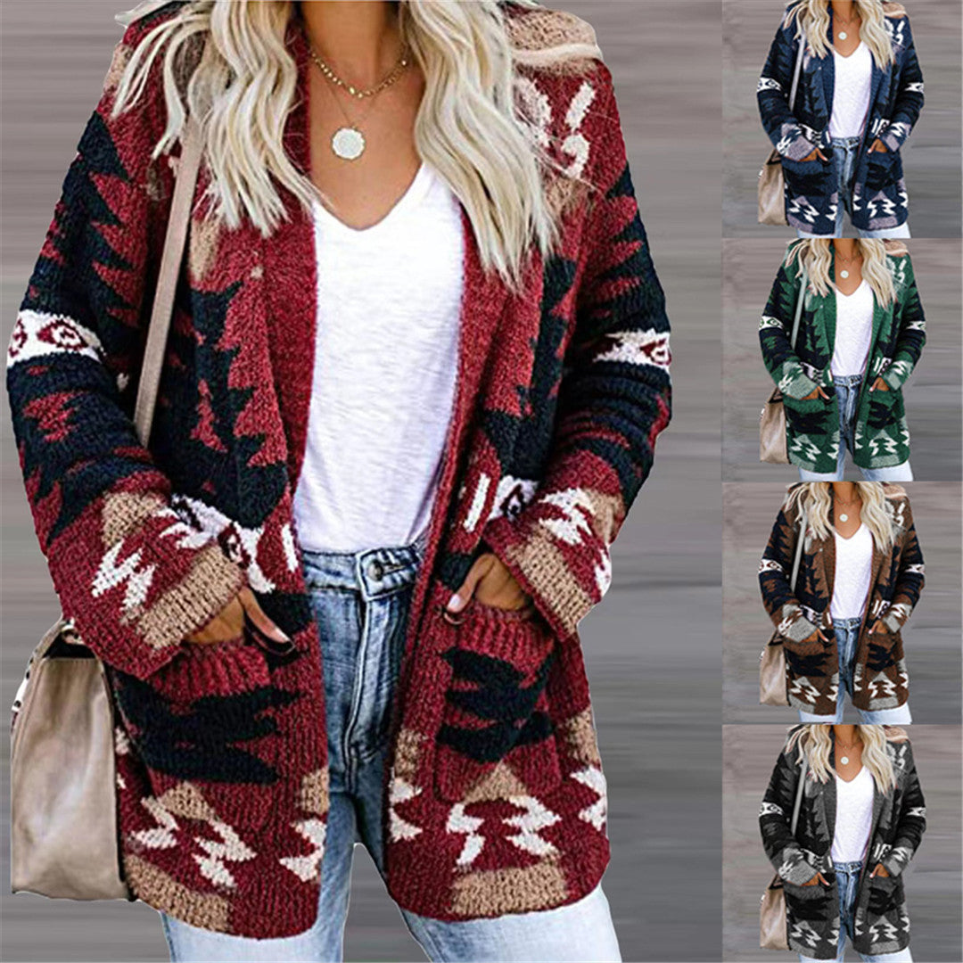 Loose Halloween Sweater Christmas Printed Knitted Cardigan