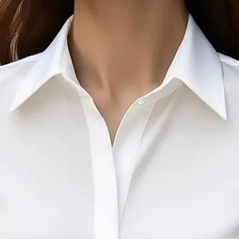 Women's Long Sleeve Satin Blouse, V Neck Loose Fit Tunic Top For Business Casual Office Fall