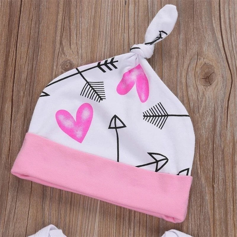 4PCS Newborn Kids Baby Girl Outfits Clothes Romper Bodysuit Pants Outfits Set