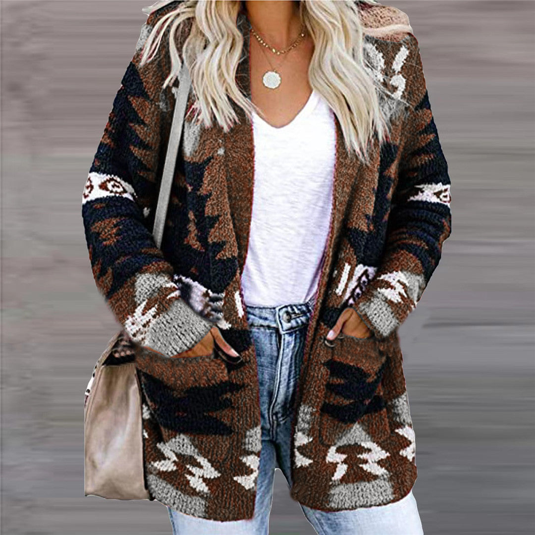 Loose Halloween Sweater Christmas Printed Knitted Cardigan