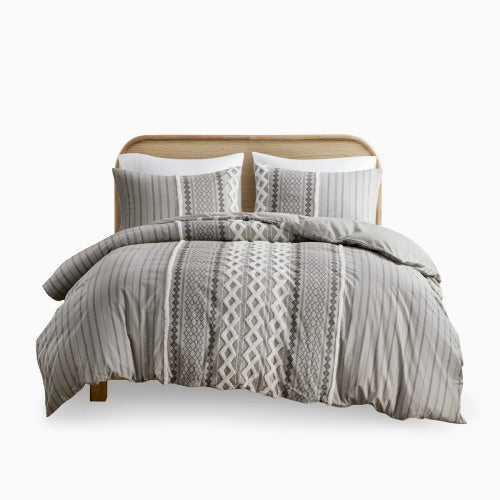 Full Queen Cotton Printed Duvet Cover Set With Chenille