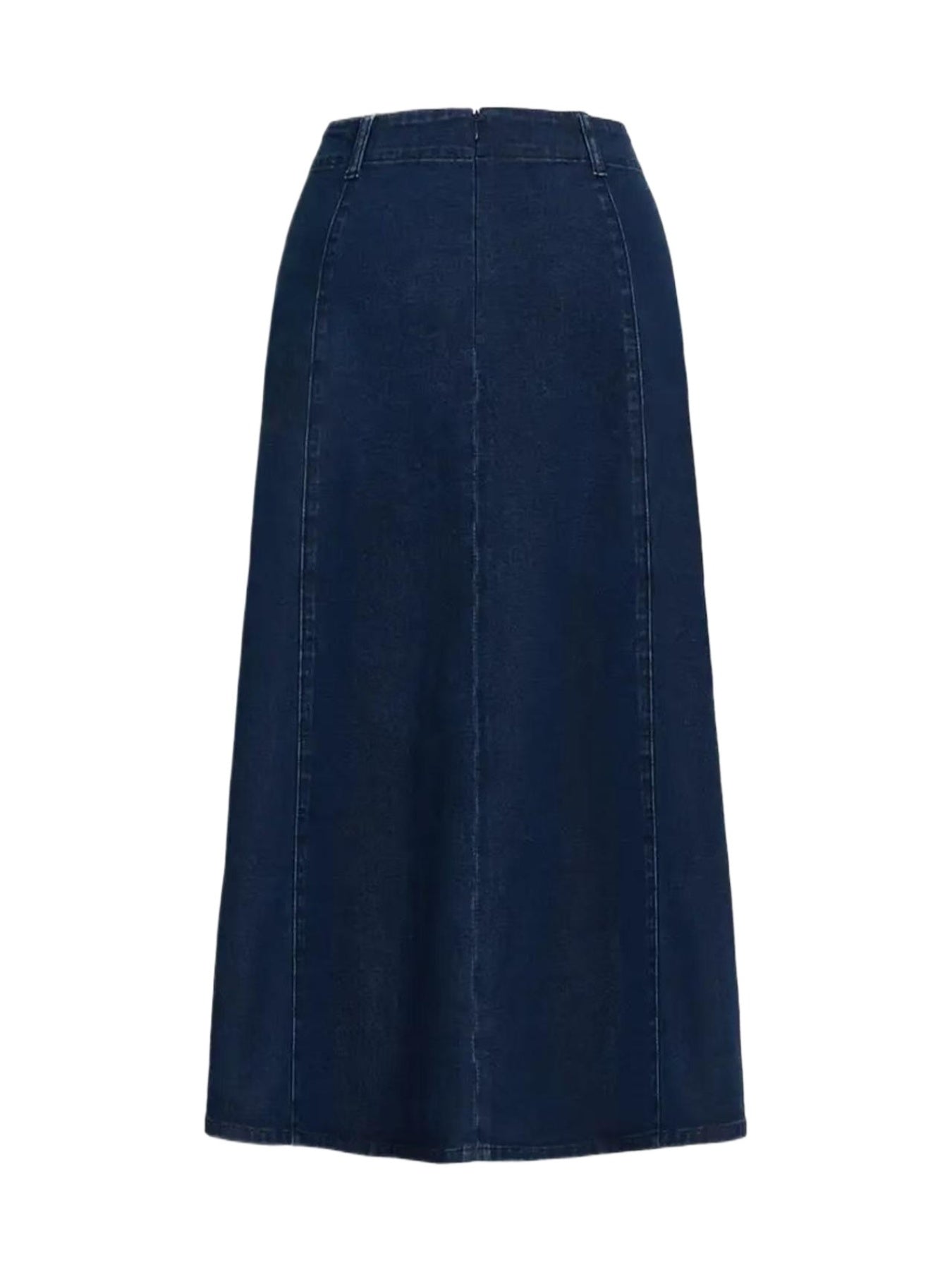 2025 Spring New Women's High Waist Loose A-line Cowboy Skirt, Medium Length Elastic Casual Solid Color Skirt, Elegant For Office And Daily Wear, Fashionable Style Smooth, Cowboy Fabric Washable