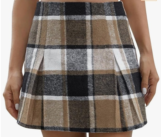 Plaid Pleated Skirt