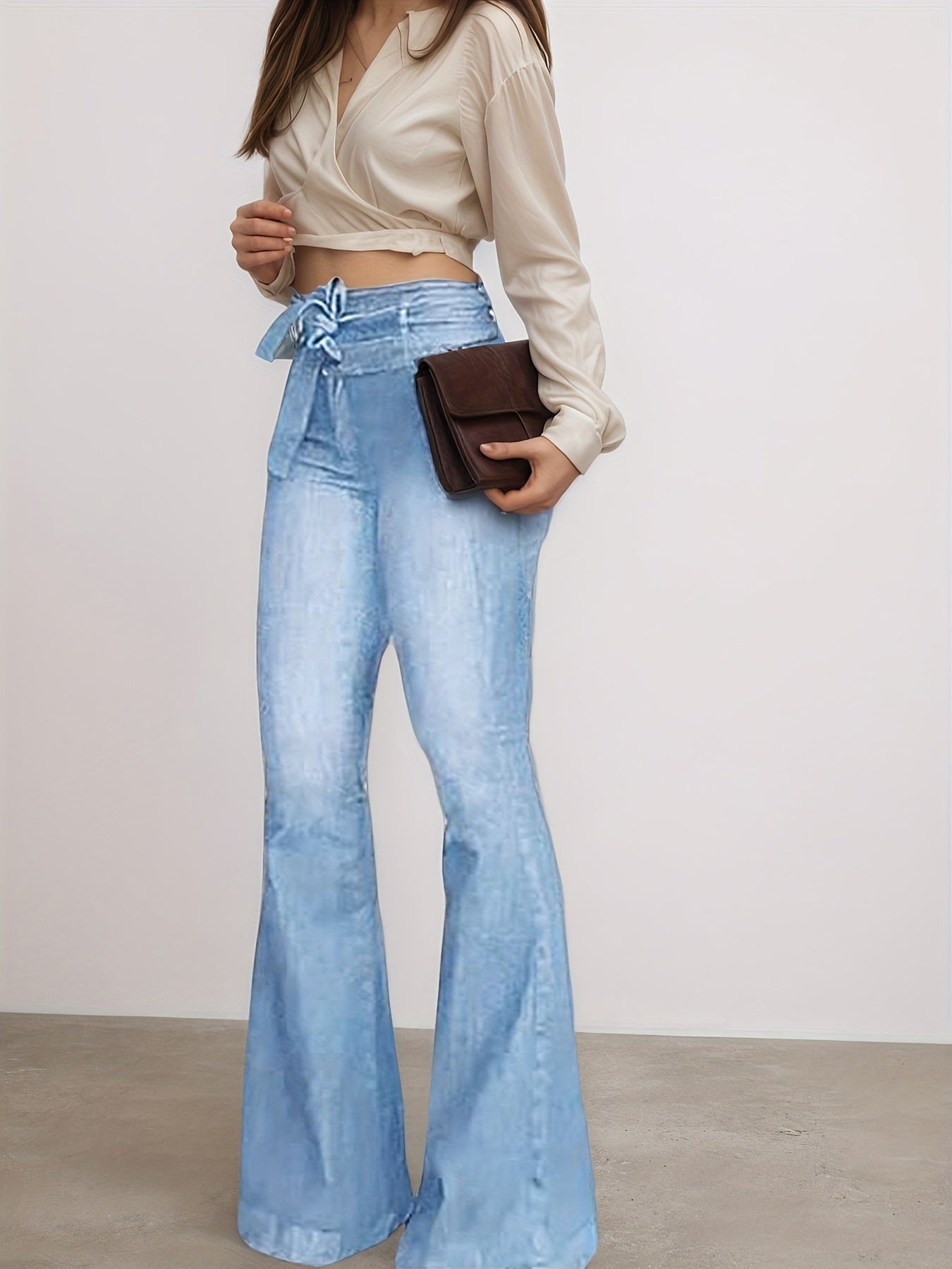 High Waisted Flared Jeans -2025 Women's Flared Jeans Elastic Wide Leg Jeans, High Waisted Design, Showcasing Perfect Curves. High Quality Fabrics Are Soft, Breathable, And Elastic, Making Them The Bes