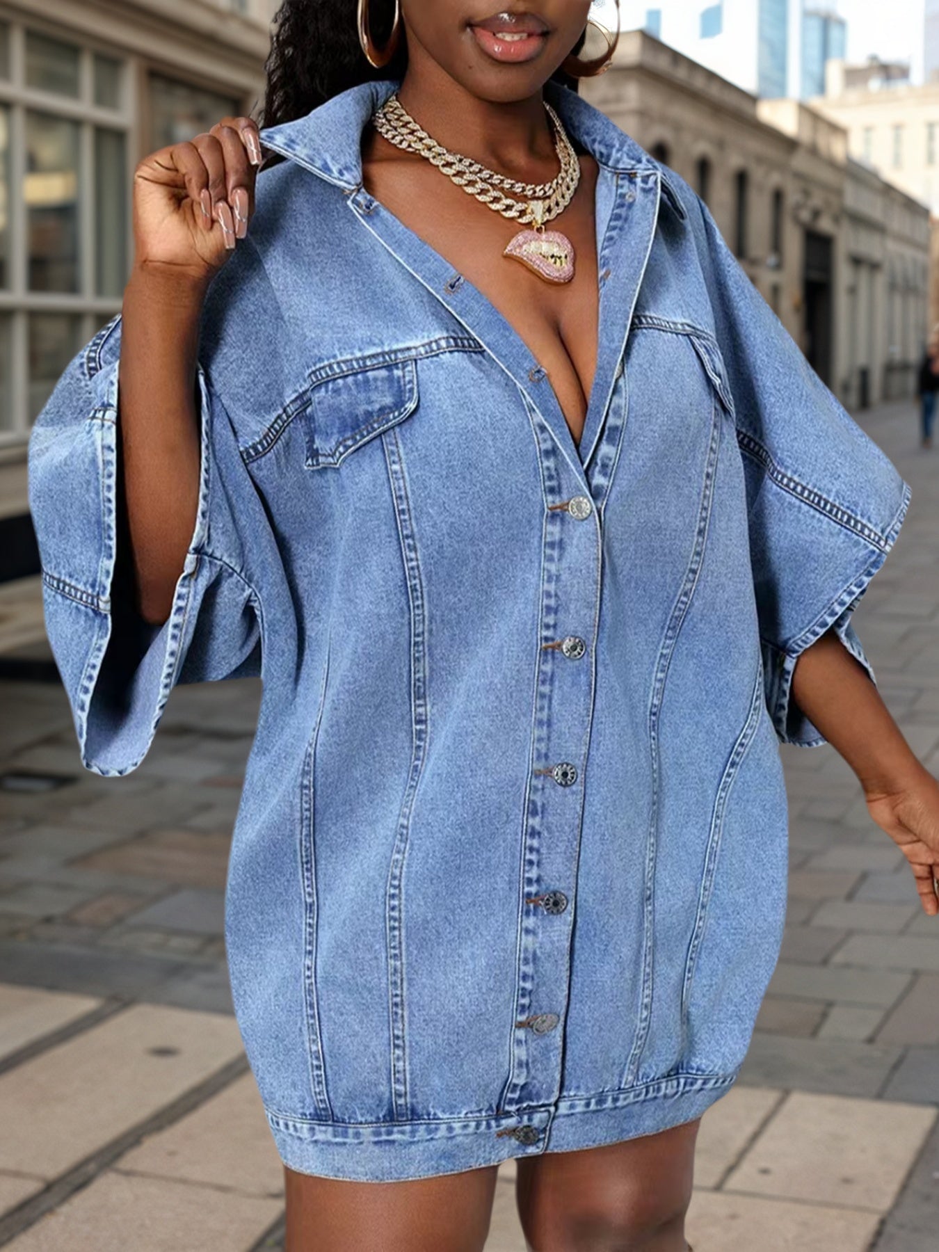 New Women's Fashion Street Style Sleeveless Shawl Loose Denim Jacket