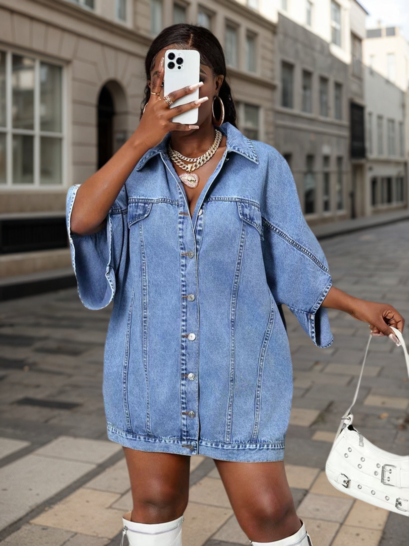 New Women's Fashion Street Style Sleeveless Shawl Loose Denim Jacket