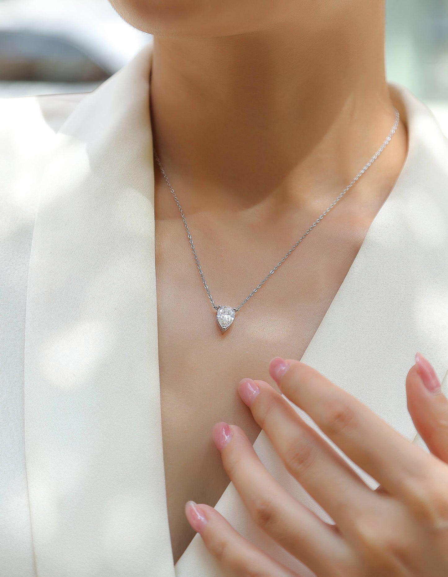1Water Drop - Fashionable Jewelry Pendant Set With Moissanite S925 Sterling Silver And Platinum-plated Diamond, Moissanite Silver Jewelry Prohibit TikTok sales
