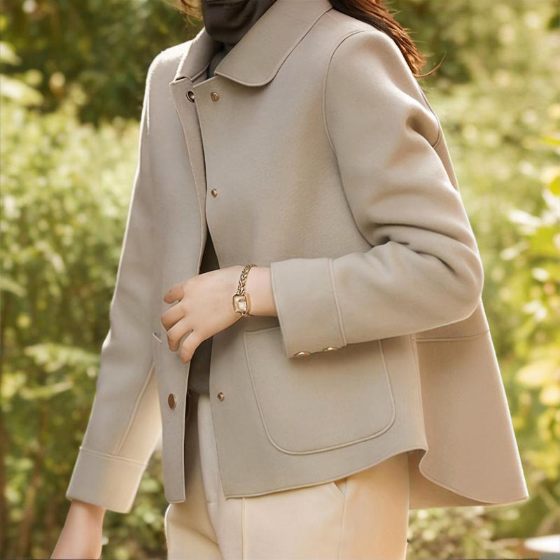 Elegant Women's Single-Breasted Raglan Sleeve Coat With Button & Pocket Details - Retro Style Casual Jacket