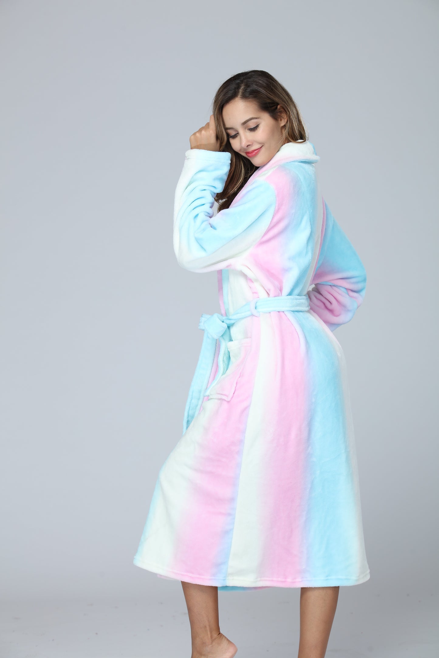 Women Robe Fleece Plush Soft, Fluffy Fuzzy Cozy Warm Lightweight Bathrobe, Shower Spa House Long Robe For Women