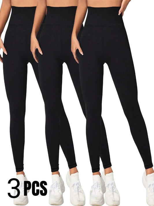 3 Pack Women's Thermal High-Waisted Yoga Pants - Tummy Control Butt Lifting Leggings