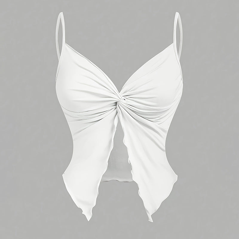 Women's 3-Piece Y2K Cami Set, Twist Front & Asymmetrical Spaghetti Strap Tops