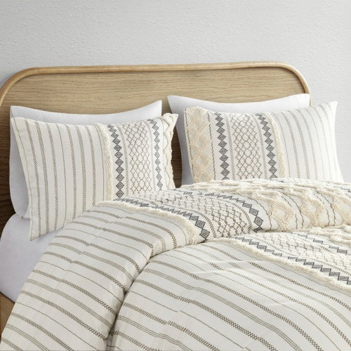 King Cal King Cotton Printed Duvet Cover Set With Chenille