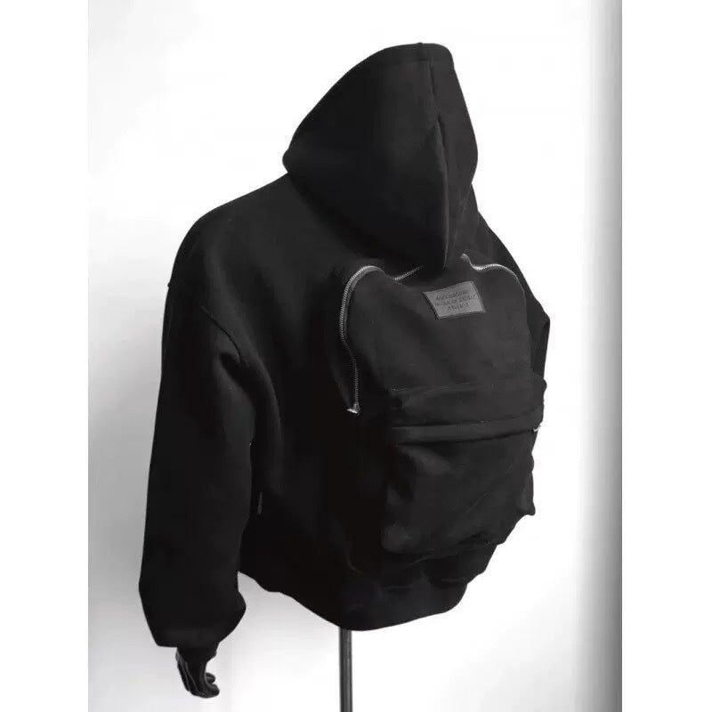 Back Schoolbag Design Men's Coat Flower Gray