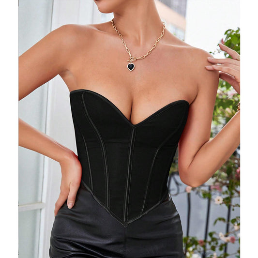 Heart Corset Top For Women, Sexy Concert Outfits Going Out, Strapless Crop Top