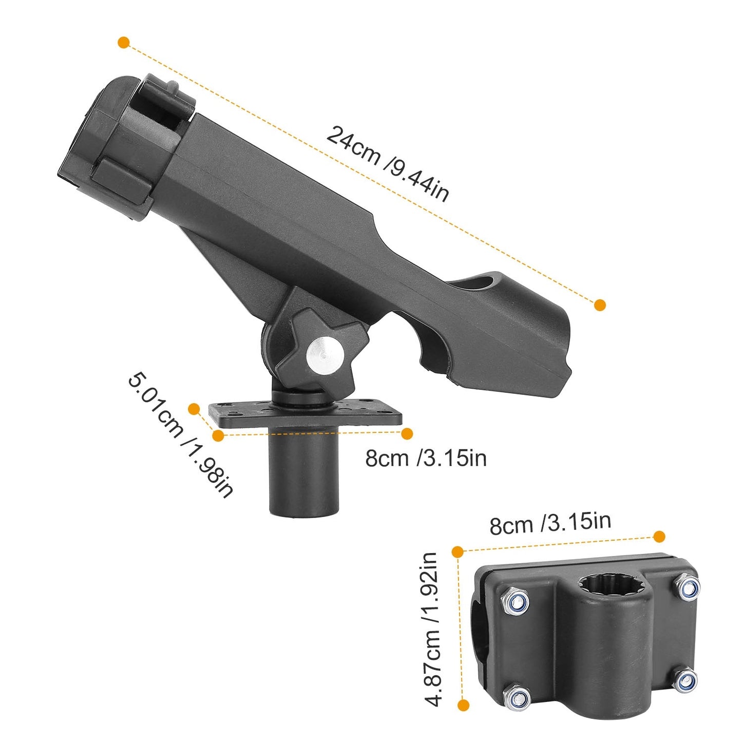 1Pc Boat Fishing Pole Rod Holder 360Degree Rotatable Kayak Side Rail Mount Adjustable Folding Rod Holder With Large Clamp Rod Not Included