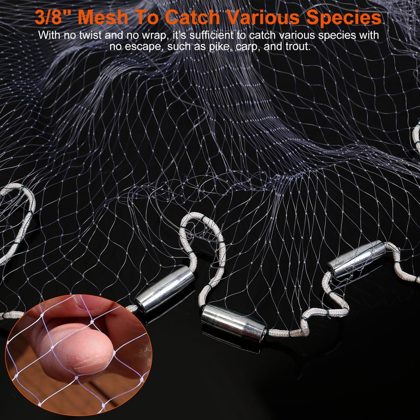 1Pc 2 Size Options 6FT 8FT Radius Fishing Cast Net Bait Trap Easy Throw Heavy Duty Hand Cast Net With Chain Sinker Bottom Spread