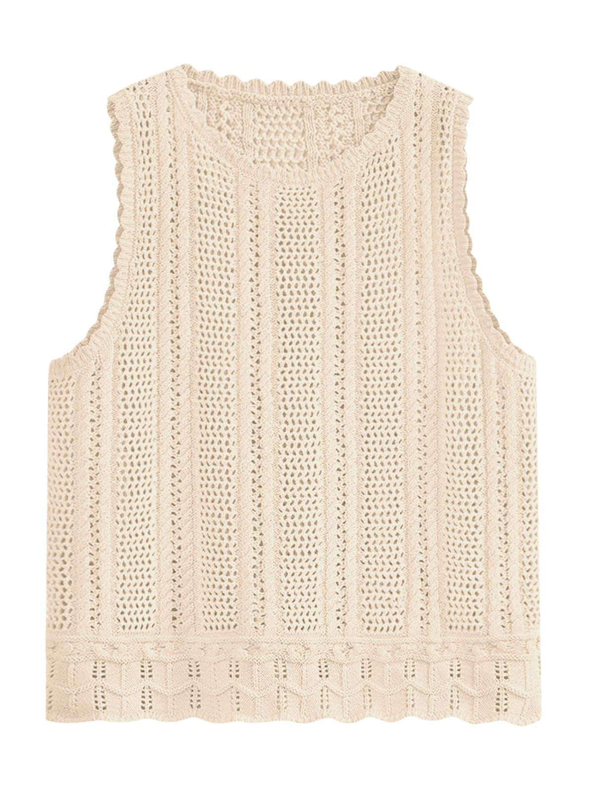 Fisoew Crochet Tops For Women 2026 Spring Summer Sleeveless Sweater Tank Fashion Beach Resort Wear Vacation Cover Ups Clothes