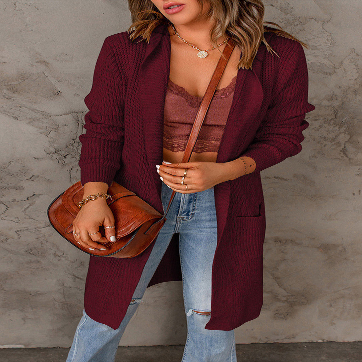 European And American Knitted Cardigan Women's Sweater Fashion Hoodie