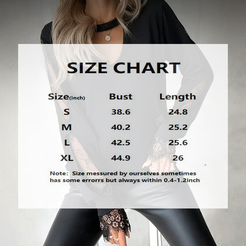 Women's Black Round Neck Lace Hollow Out Long Sleeve Top - Elegant Spring Summer Blouse